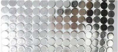 Sidabriniai kontaktai yra pagrindiniai laidūs komponentai